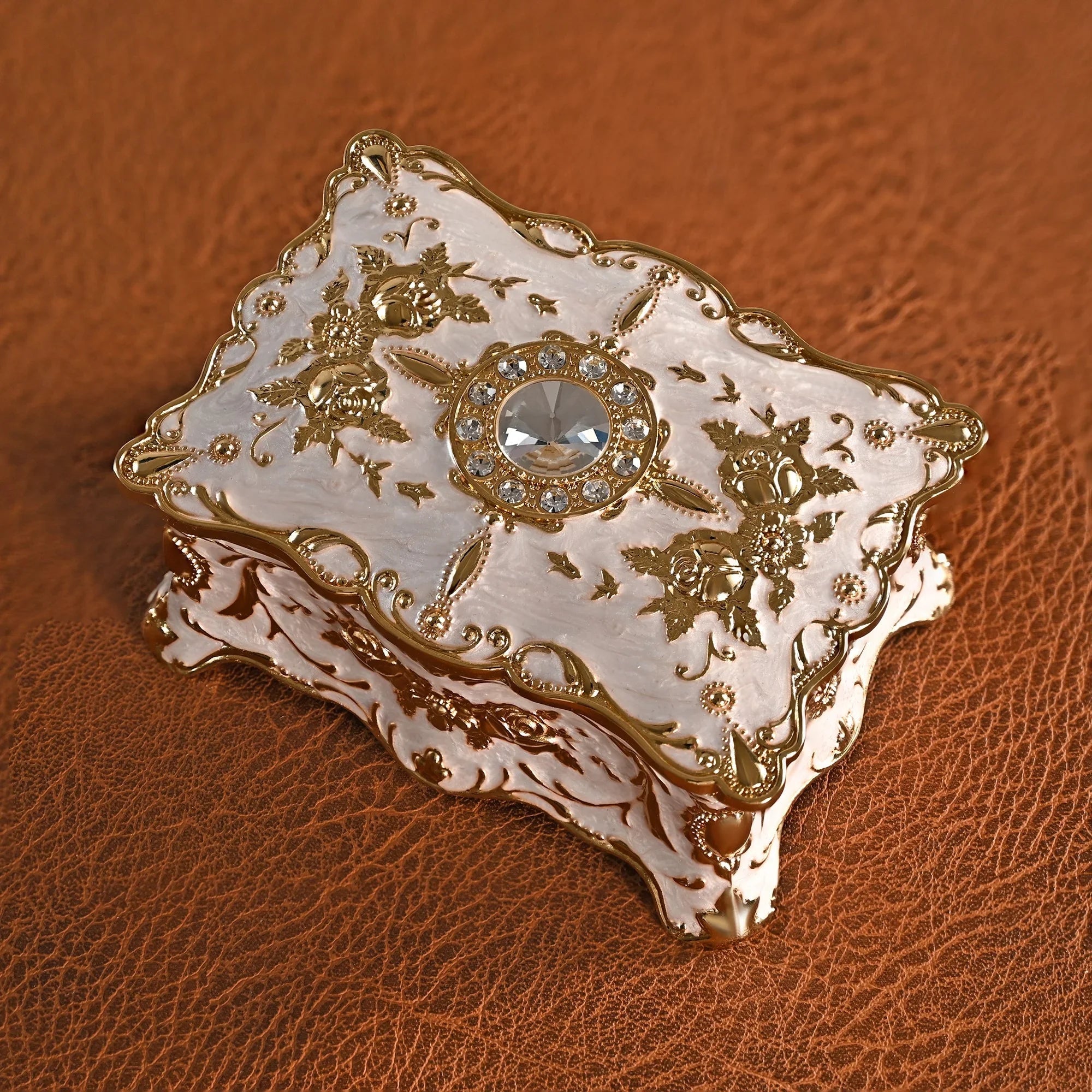 European vintage rose pattern zinc alloy jewelry box desktop ornament