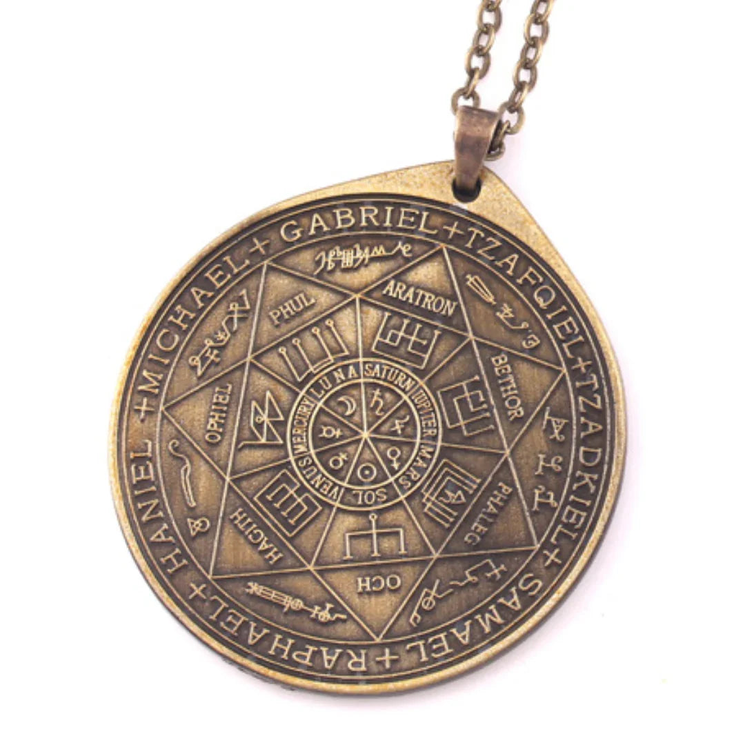 Vintage Titanium Seven Archangel's Seal Pendant - Amulet against evil eyes, curses, spells