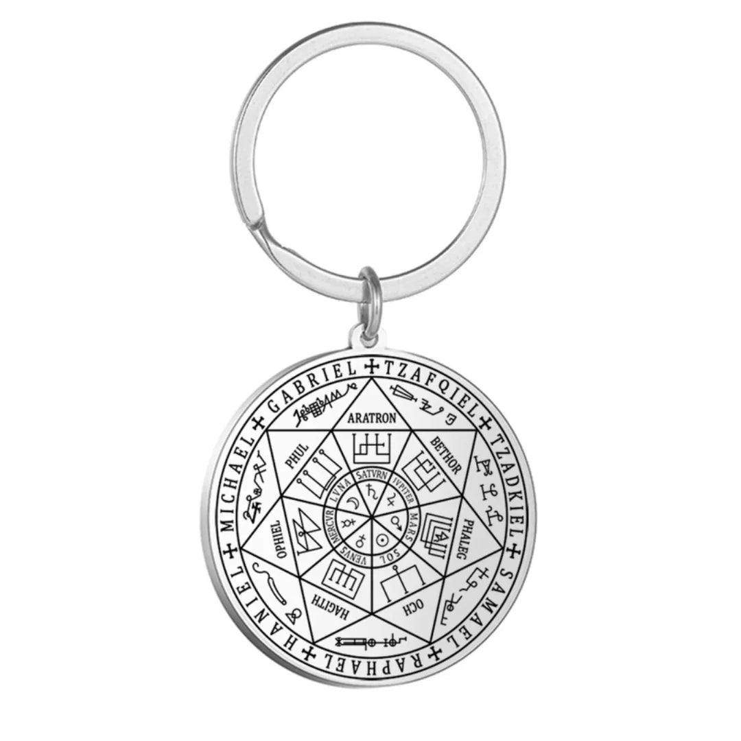 Vintage Titanium Seven Archangel's Seal Pendant - Amulet against evil eyes, curses, spells