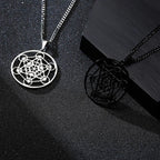 Stainless Steel Metatron's Cube Necklace Pendant Sacred Geometry Amulet Jewelry