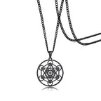 Stainless Steel Metatron's Cube Necklace Pendant Sacred Geometry Amulet Jewelry
