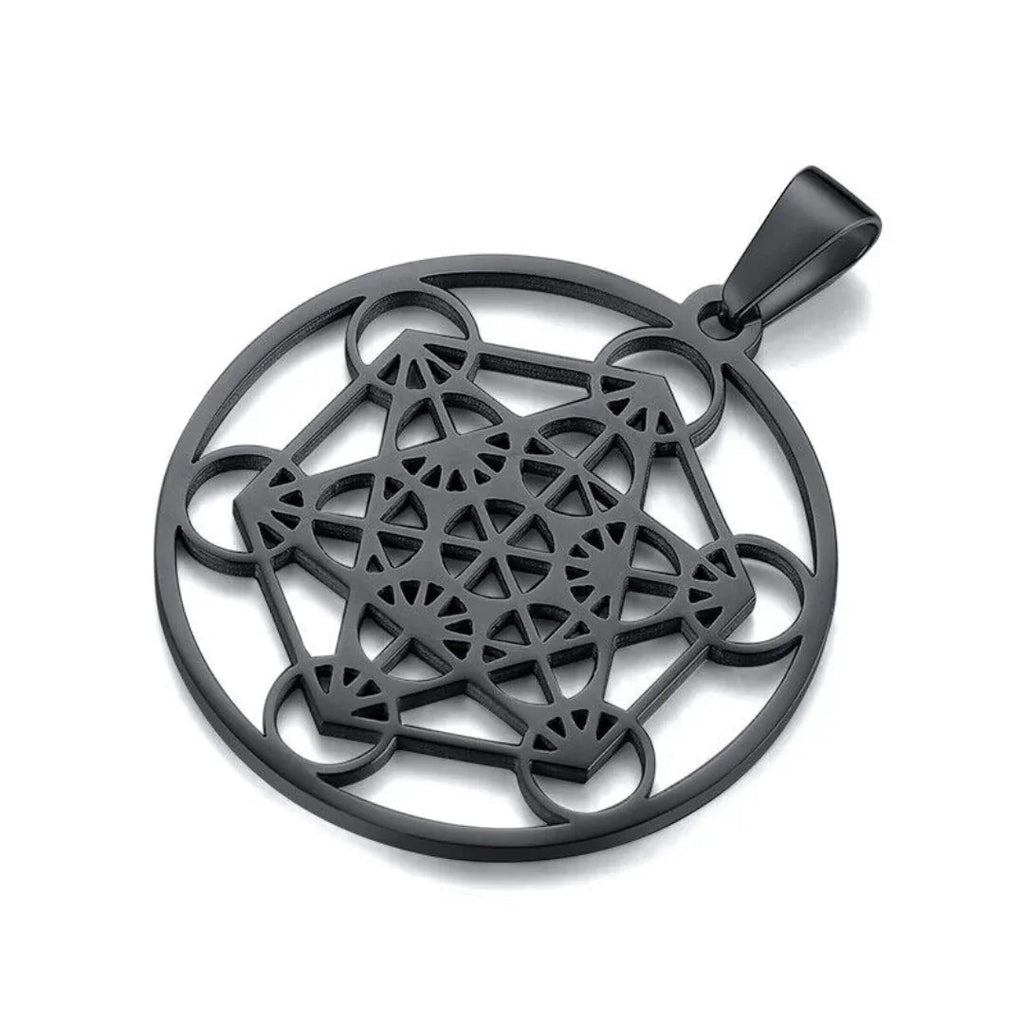 Stainless Steel Metatron's Cube Necklace Pendant Sacred Geometry Amulet Jewelry