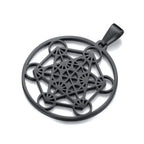 Stainless Steel Metatron's Cube Necklace Pendant Sacred Geometry Amulet Jewelry