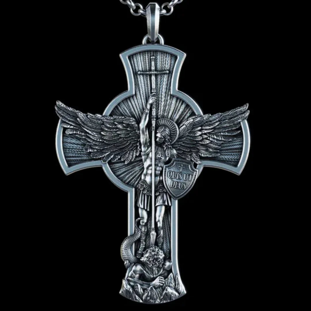 New titanium steel/S925K silver Archangel St. Michael necklace