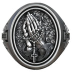 925K Sterling Silver Praying Hands Ring - Christian Symbol of Faith and Devotion