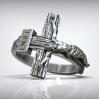 Crucifixion of Jesus S925K Silver Cross Ring