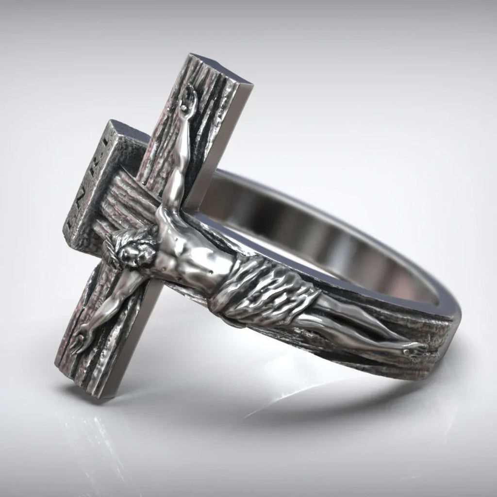 Crucifixion of Jesus S925K Silver Cross Ring