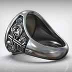 S925K Silver Jesus Crucifixion St. Benedict Medal Ring