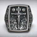 S925K Silver Handcrafted Jesus Crucifixion Scene Ring