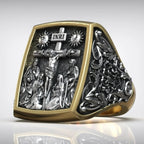 S925K Silver Handcrafted Jesus Crucifixion Scene Ring