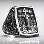 S925K Silver Handcrafted Jesus Crucifixion Scene Ring