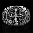 Saint Benedict Stainless Steel Cross Ring
