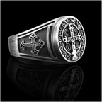 Saint Benedict Stainless Steel Cross Ring