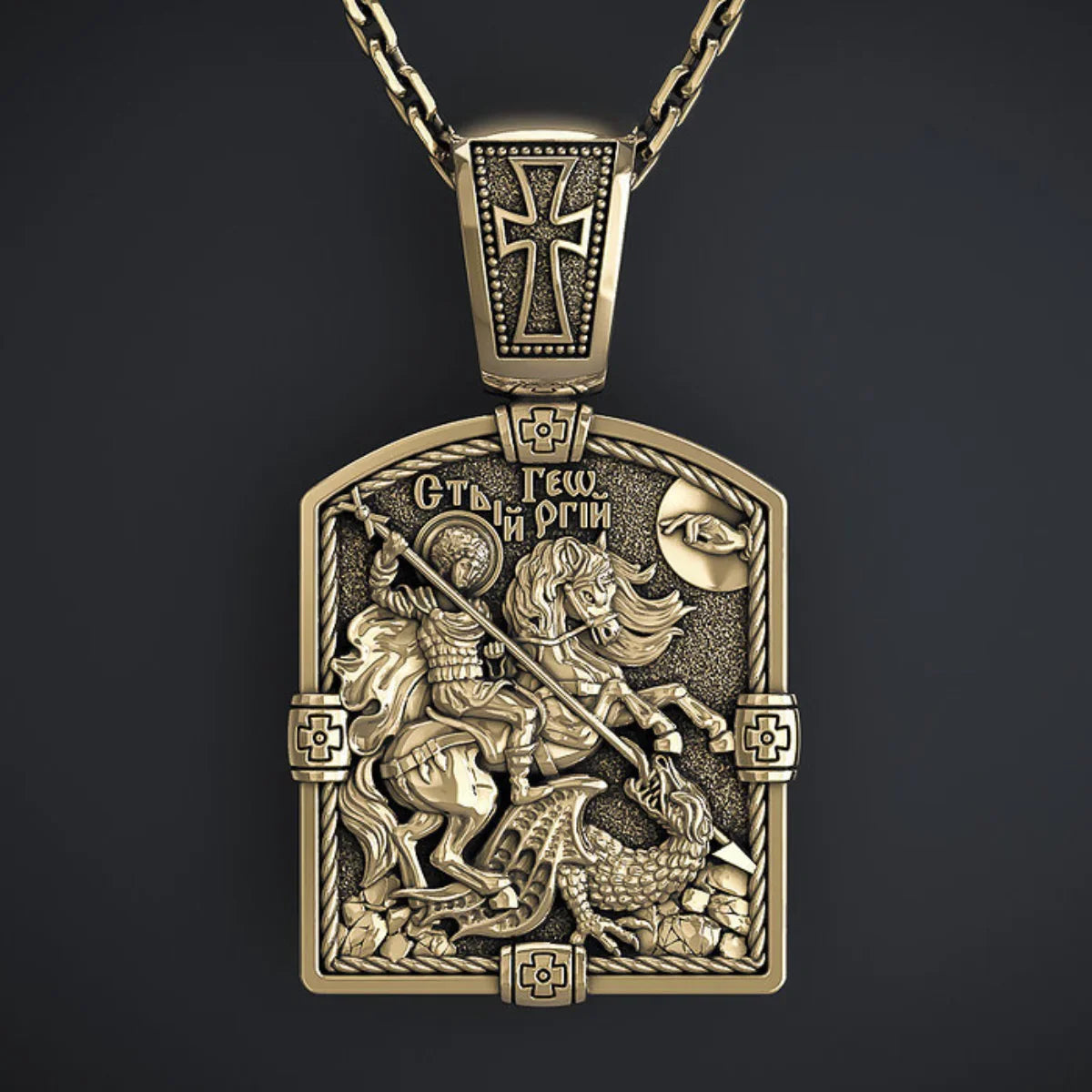 S925K Silver St. George Defeats the Dragon Protection Necklace