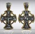 Double-sided S925k silver pendant depicting the Passion of Christ and St. George slaying the dragon.