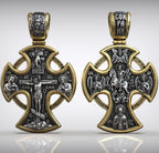 Double-sided S925k silver pendant depicting the Passion of Christ and St. George slaying the dragon.