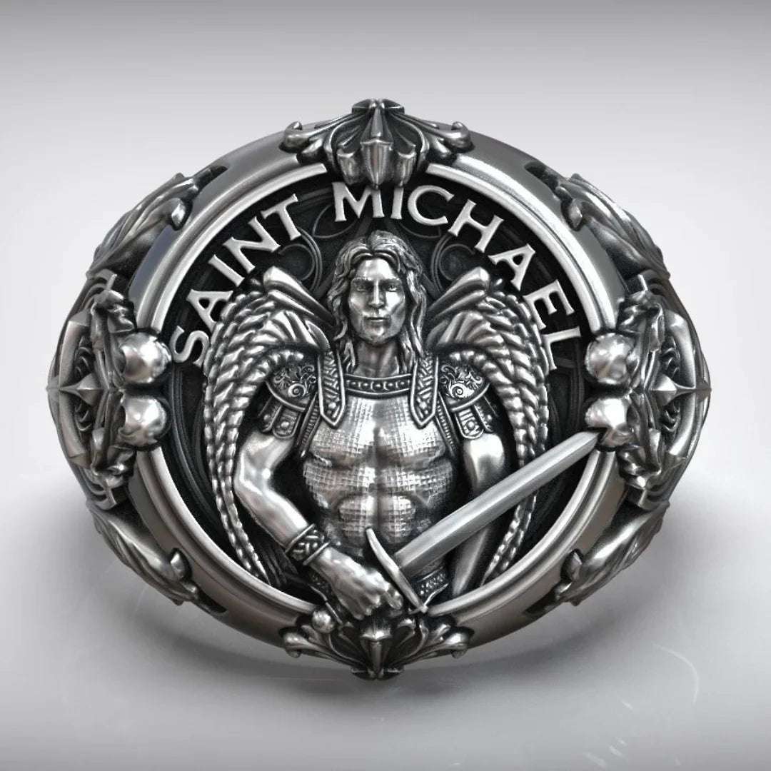 St. Michael Archangel Holy Sword Gabriel Angel S925K Silver Ring