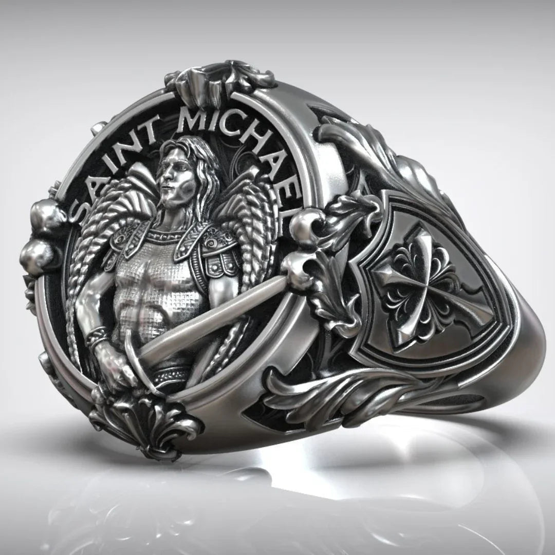 St. Michael Archangel Holy Sword Gabriel Angel S925K Silver Ring