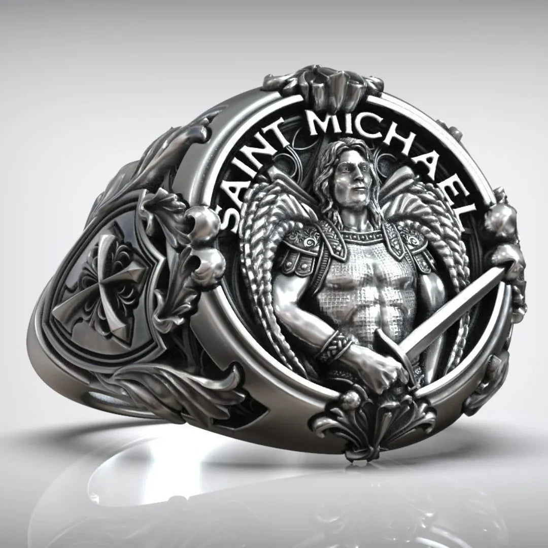 St. Michael Archangel Holy Sword Gabriel Angel S925K Silver Ring