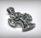 Double-sided S925k silver pendant depicting the Passion of Christ and St. George slaying the dragon.