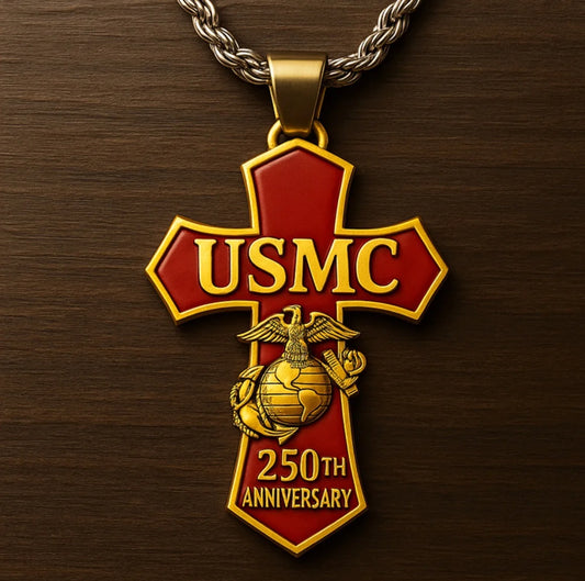 USMC 250th Anniversary Cross Pendant Necklace🏆