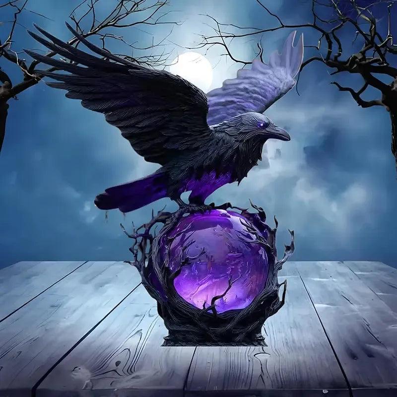 Mysterious Raven Moonlight Gothic LED Lamp🌙💜