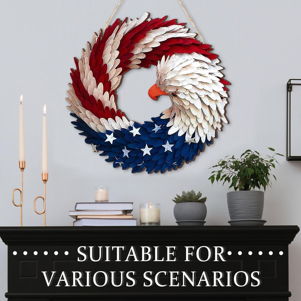 🌟 Patriotic Eagle Wooden Wreath | 4th of July Decor for Christian Homes💋