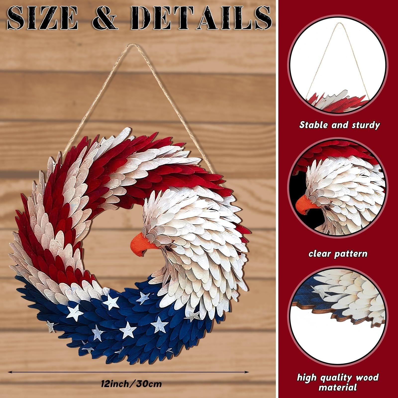 🌟 Patriotic Eagle Wooden Wreath | 4th of July Decor for Christian Homes💋