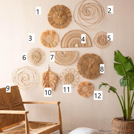 Rattan Wall Hangings Set of 12