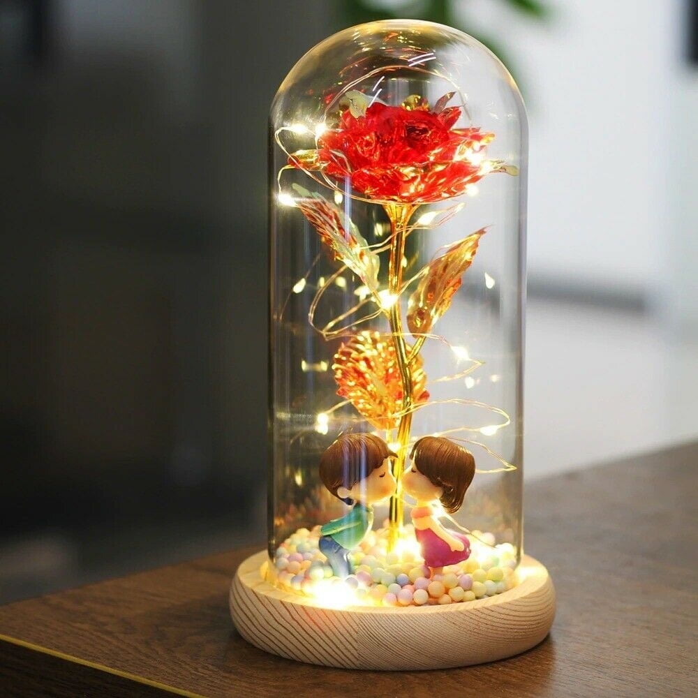 🌹❤️Hot sales on Valentine's Day：LED Luminous Crystal Galaxy Enchanted Rose Glass Forever Home Decoration Gift🏆