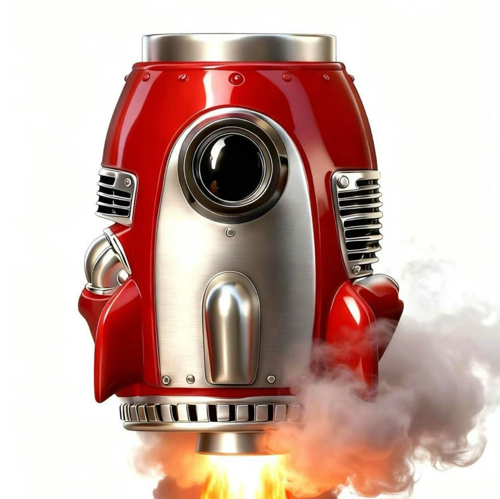 Retro-Futuristic Rocket Ship Insulated Mug – Bold Sipping Statement Piece🔥