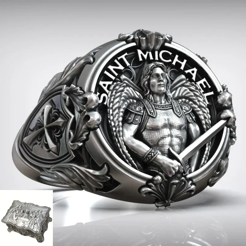 St. Michael Archangel Holy Sword Gabriel Angel S925K Silver Ring