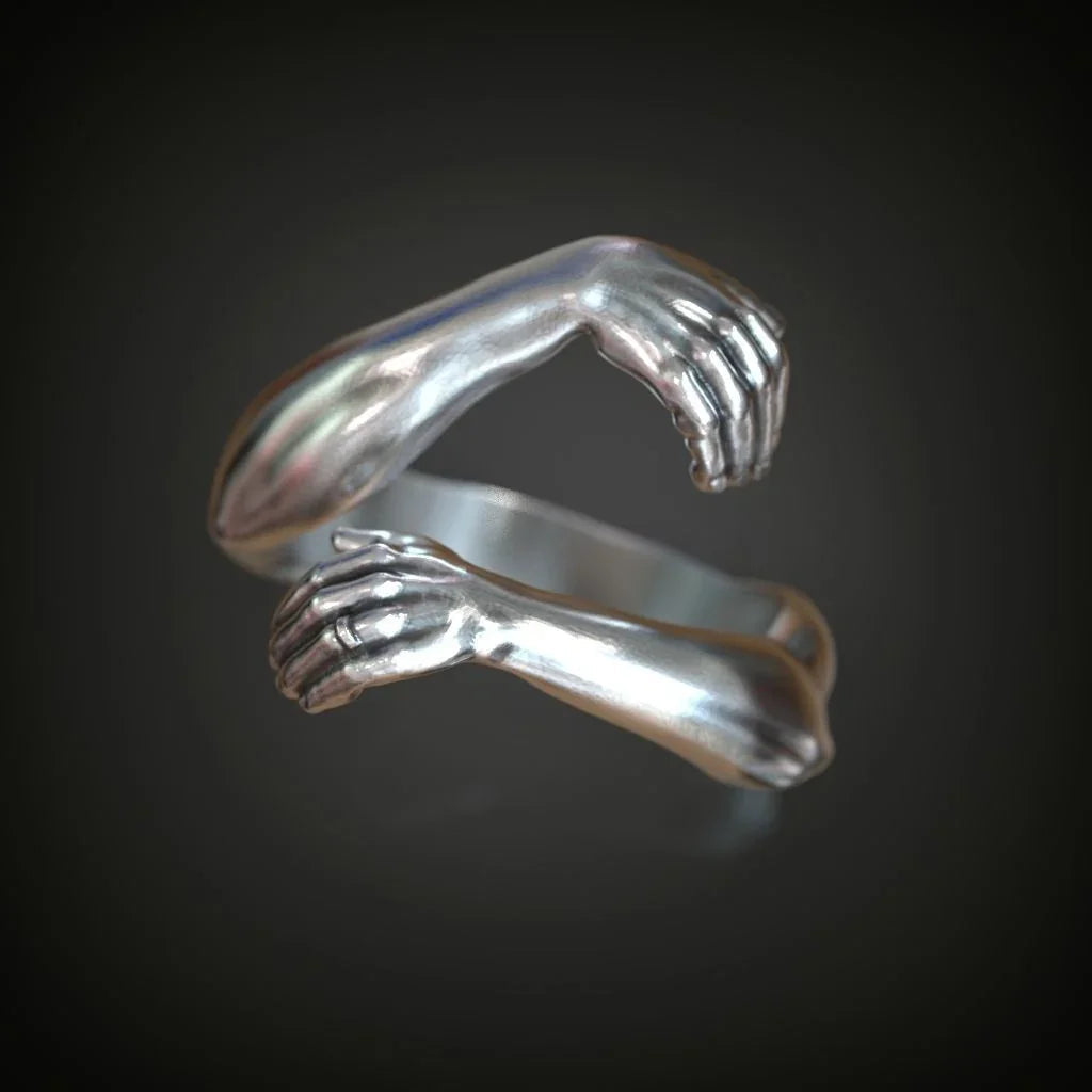 S925K Silver Embrace Gesture Ring