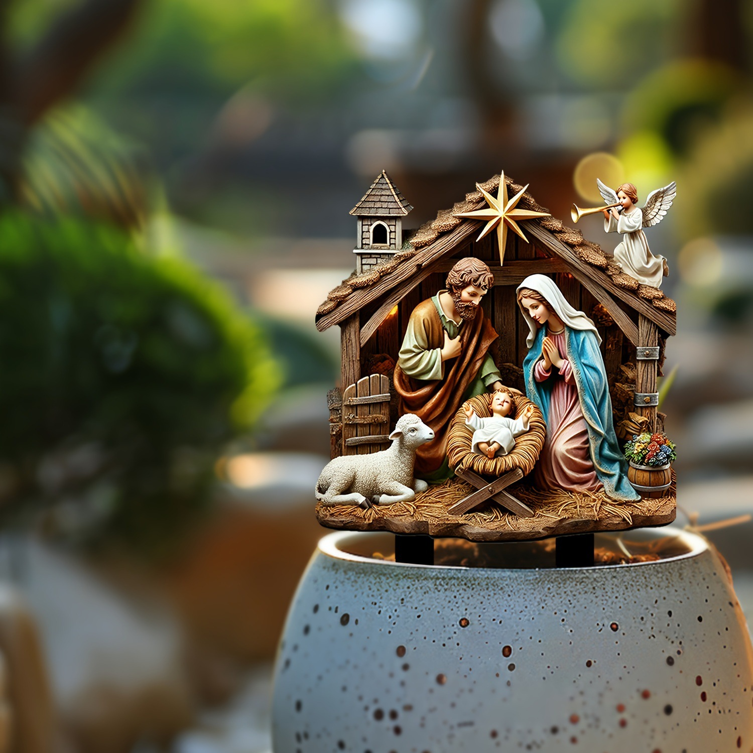 2D Acrylic Nativity Scene | Star of Bethlehem Christ Child Decoration