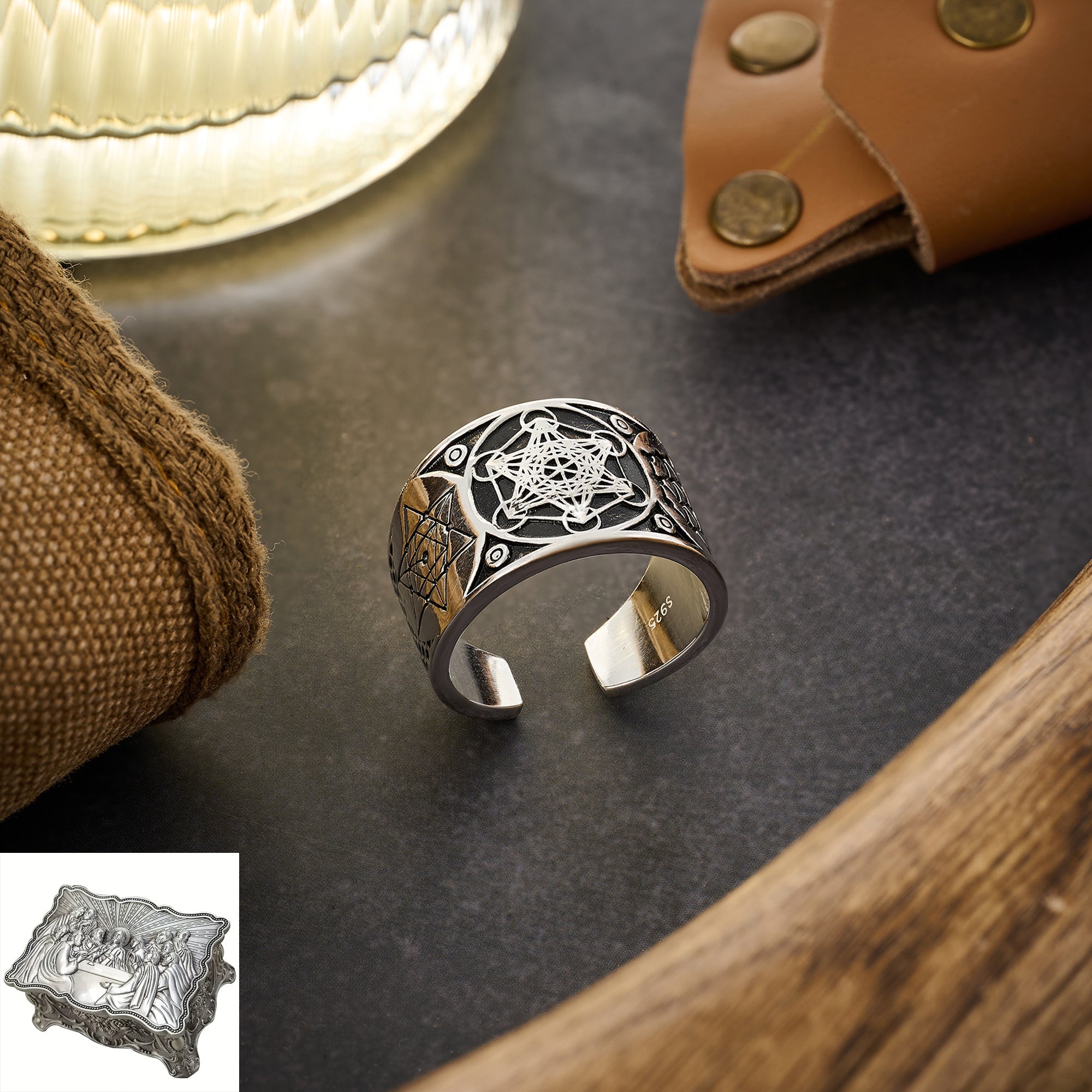 Archangel Metatron Life Angel Seal Adjustable Ring Solomon Kabbalah Amulet