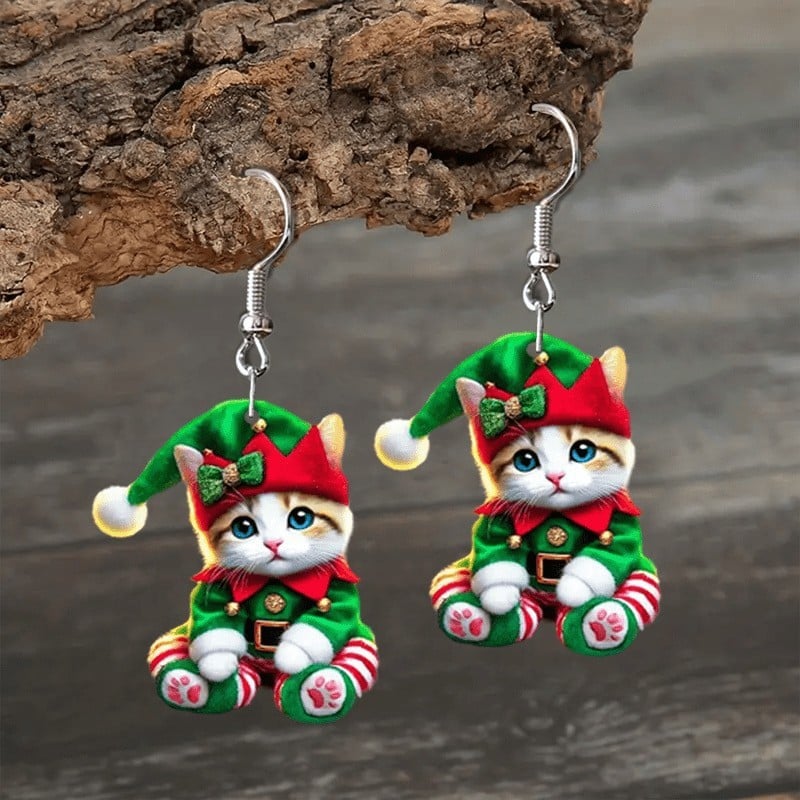 🏆Santa Cat Christmas Earrings