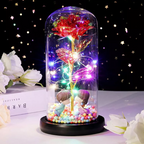 🌹❤️Hot sales on Valentine's Day：LED Luminous Crystal Galaxy Enchanted Rose Glass Forever Home Decoration Gift🏆