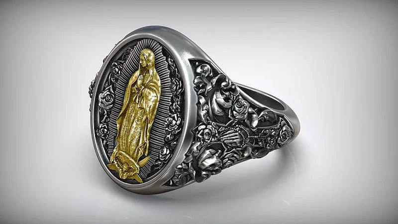 S925K Silver Our Lady of Guadalupe Ring
