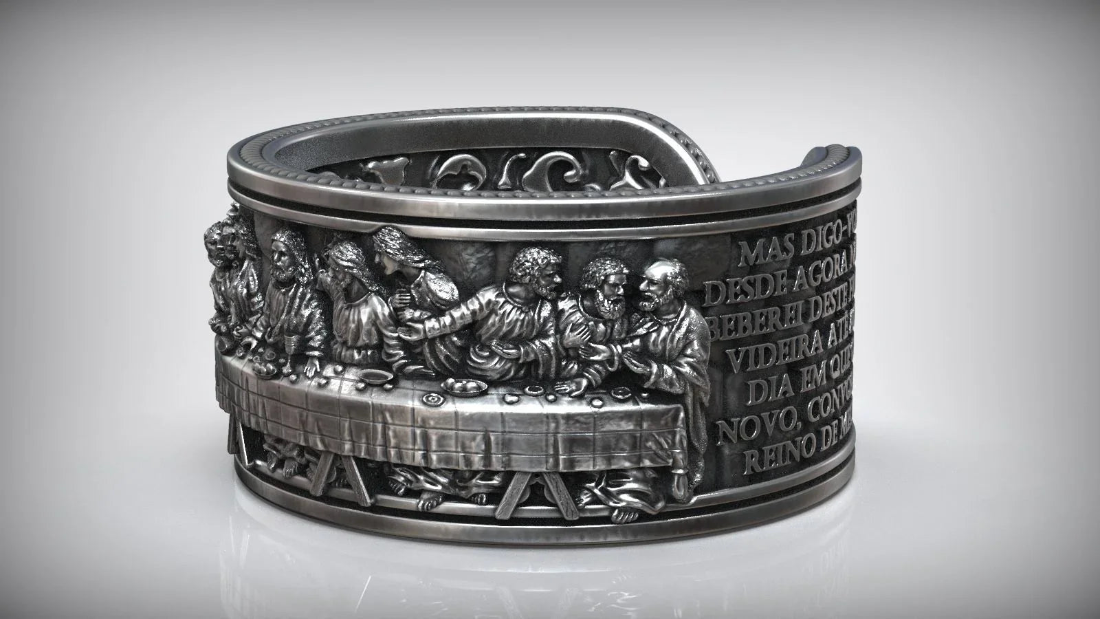 The Last Supper 925K Sterling Silver Open End Adjustable Ring