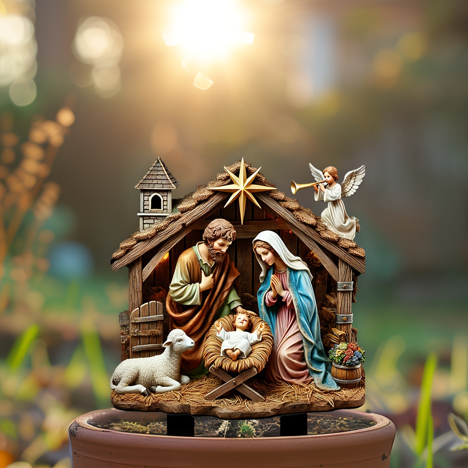 2D Acrylic Nativity Scene | Star of Bethlehem Christ Child Decoration