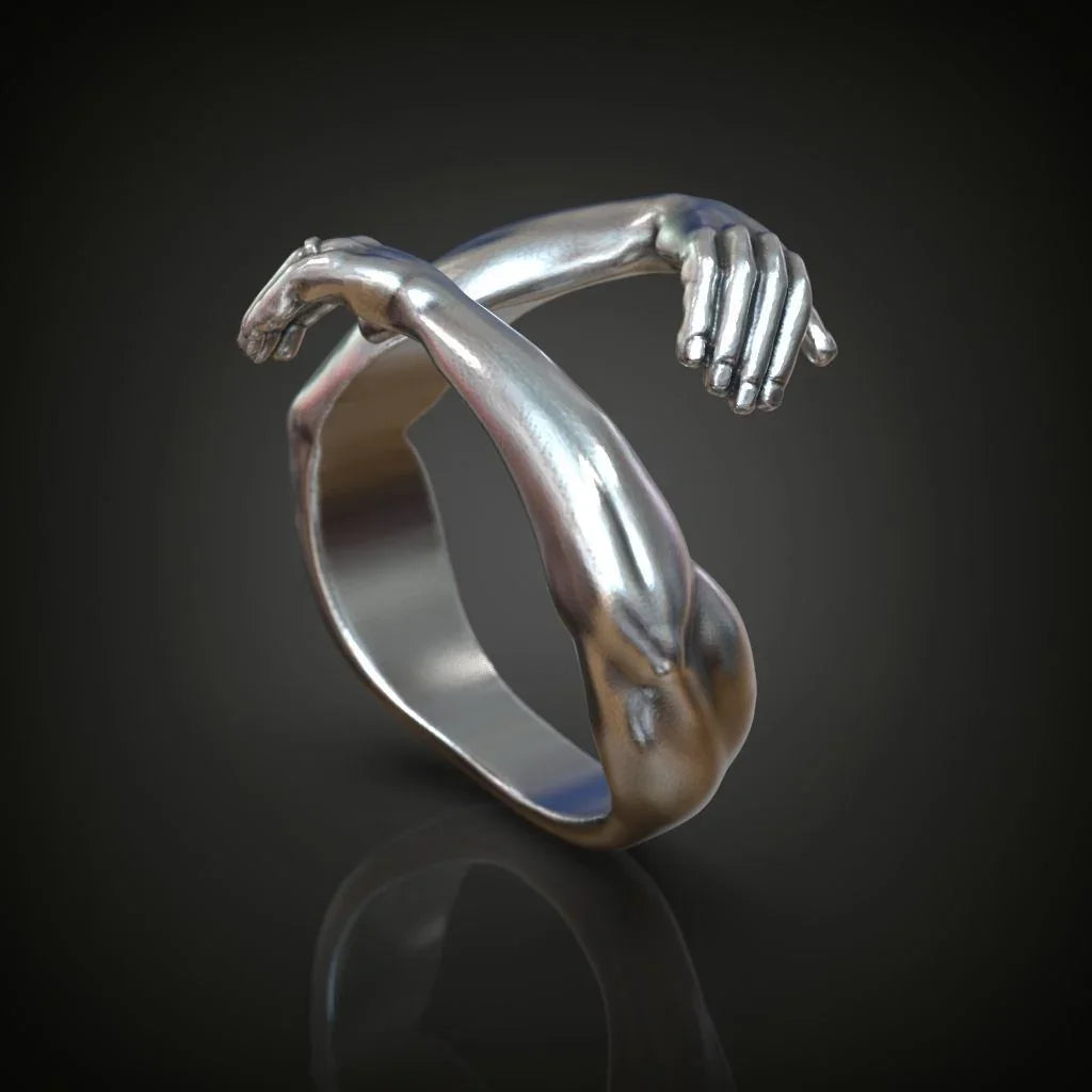 S925K Silver Embrace Gesture Ring