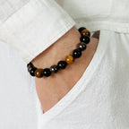 🏆“Triple protection” bracelet in black obsidian, tiger’s eye and hematite.