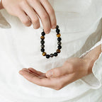 🏆“Triple protection” bracelet in black obsidian, tiger’s eye and hematite.
