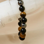 🏆“Triple protection” bracelet in black obsidian, tiger’s eye and hematite.
