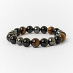 🏆“Triple protection” bracelet in black obsidian, tiger’s eye and hematite.