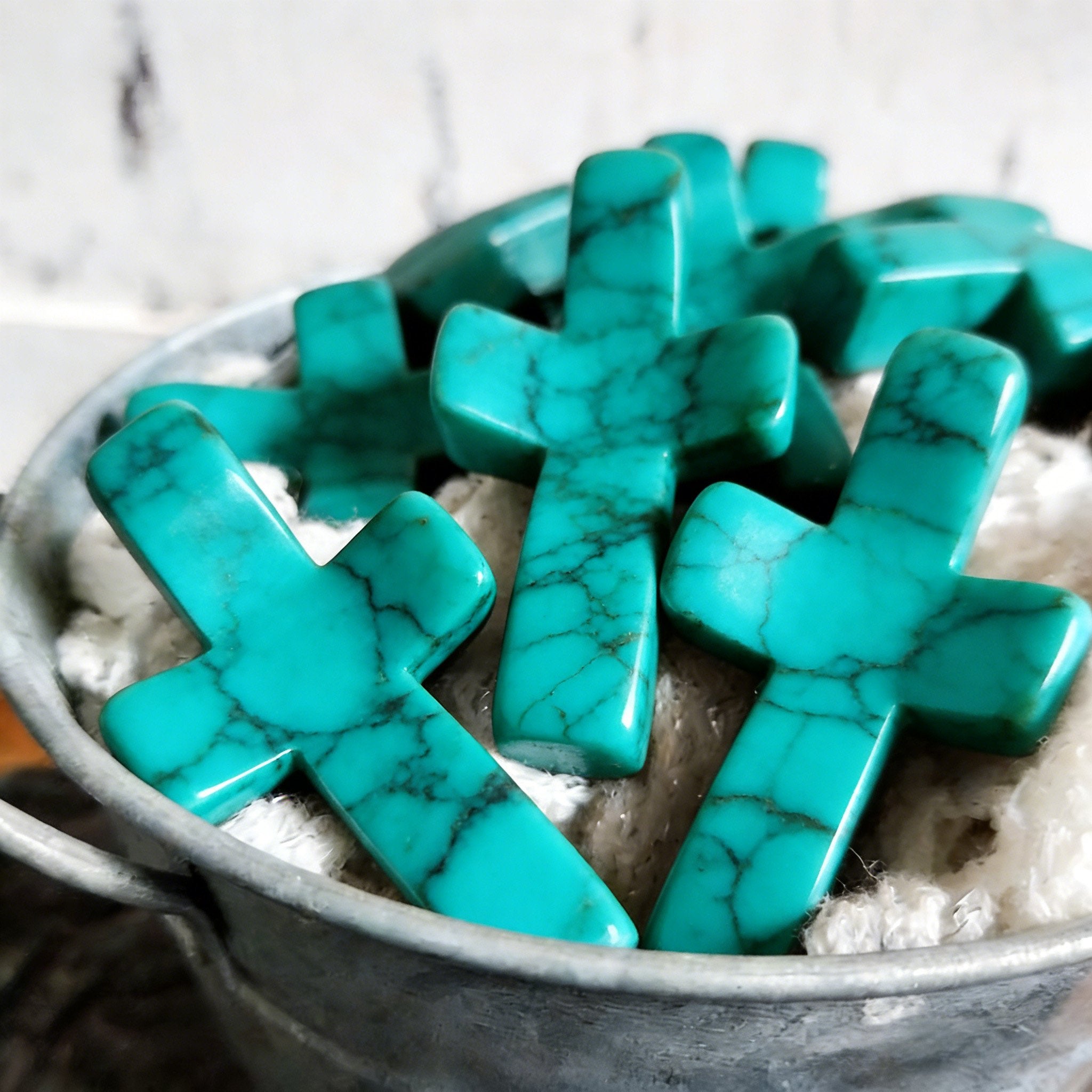 ✝️🍀Natural Turquoise Pocket Cross: Handcrafted for Peace & Serenity💋