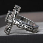 Crucifixion of Jesus S925K Silver Cross Ring