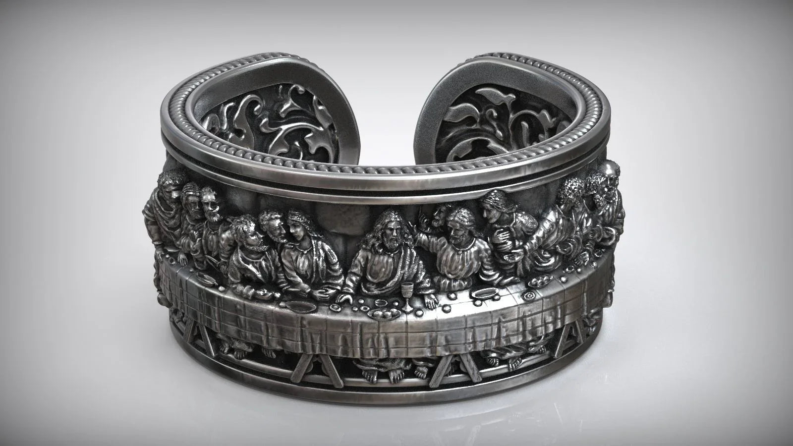 The Last Supper 925K Sterling Silver Open End Adjustable Ring