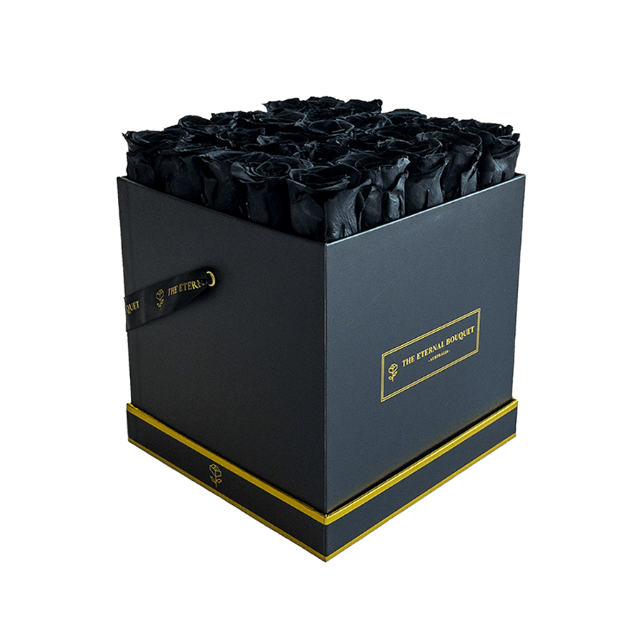 Classic Square Rose Box - Black