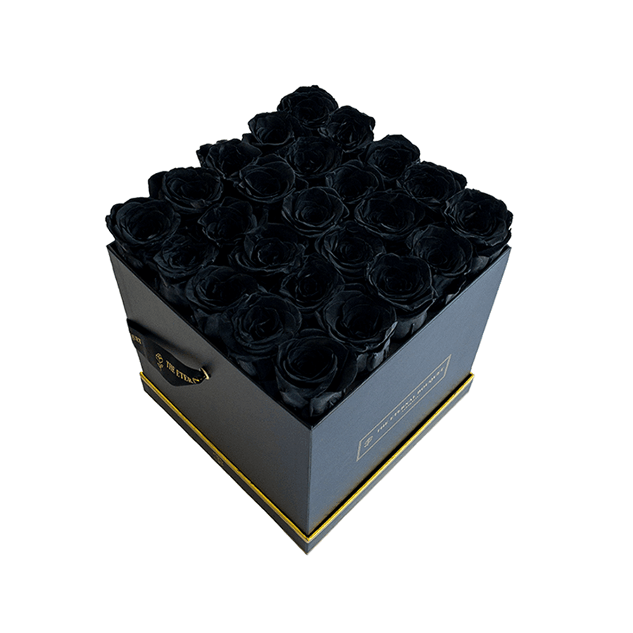 Classic Square Rose Box - Black